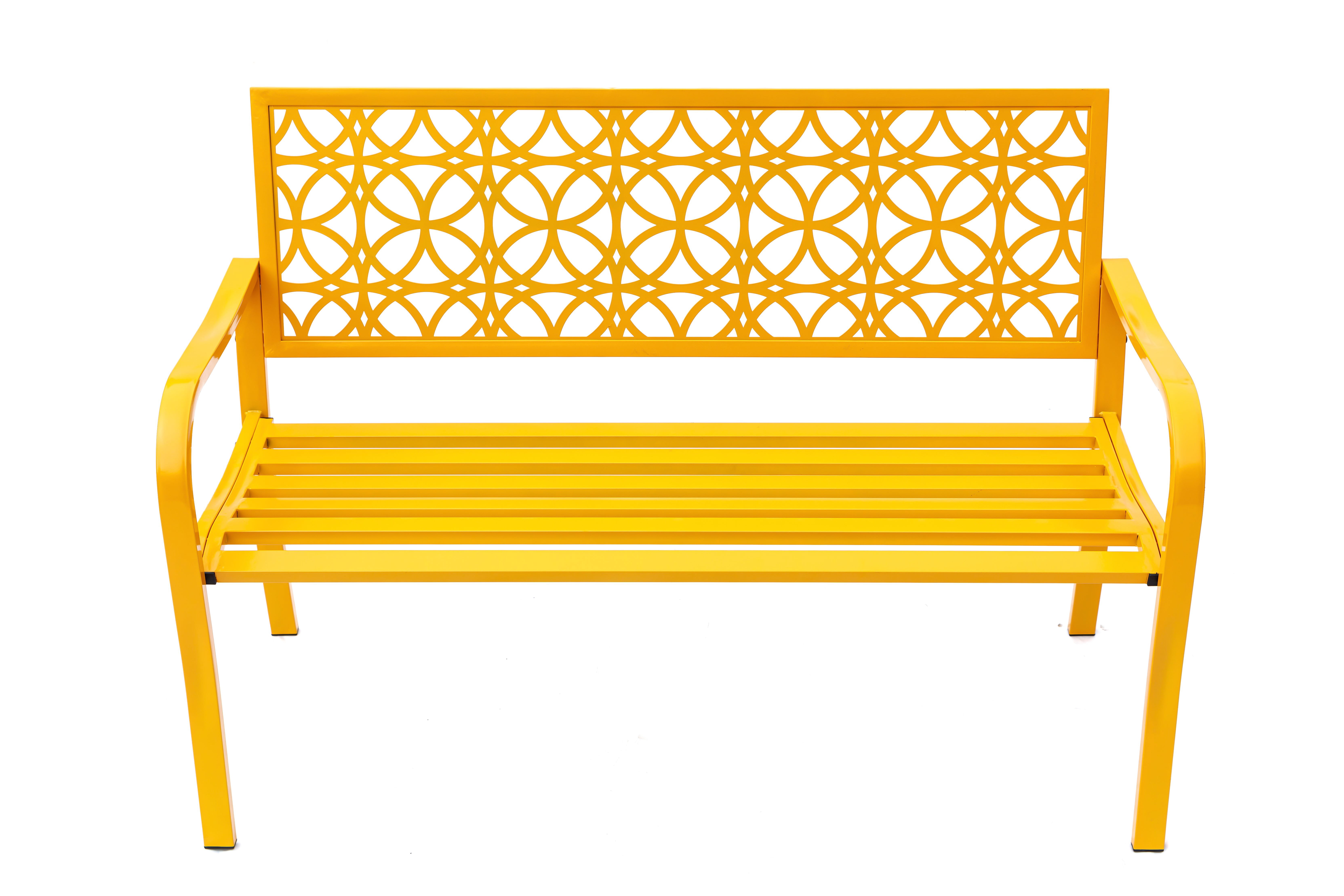 Hi-Line Gifts Steel Outdoor Garden Bench - 50" - Yellow