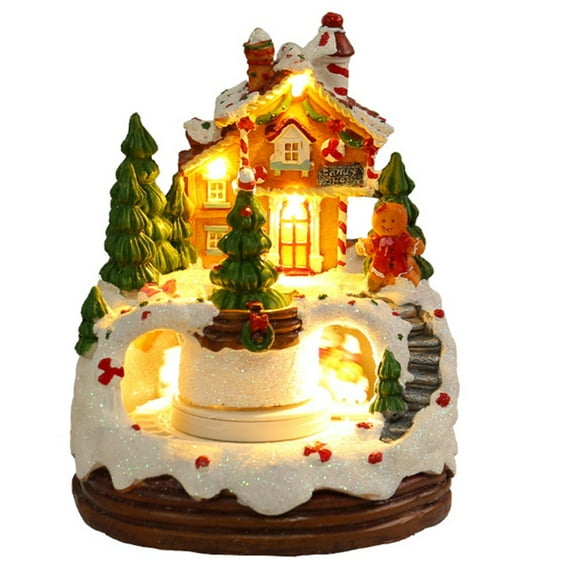 Christmas Music Box Christmas Figurine Rotating Winter Snow Scene Ornament Gift Kids Bookshelf Restaurant,1 * Music Box