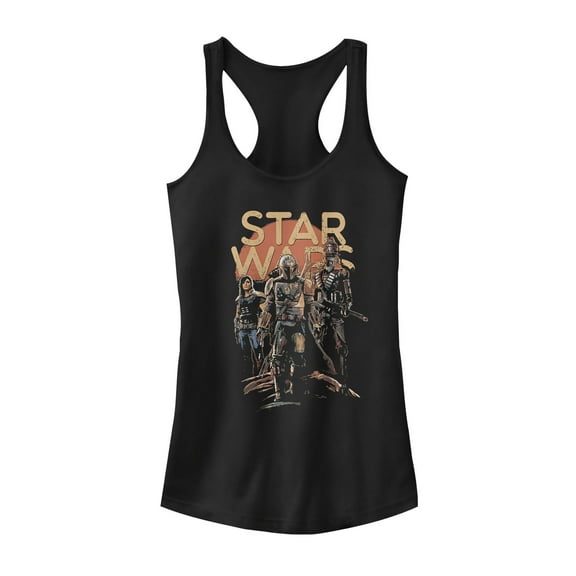 Junior's Star Wars: The Mandalorian Character Entourage Racerback Tank Top Black Medium