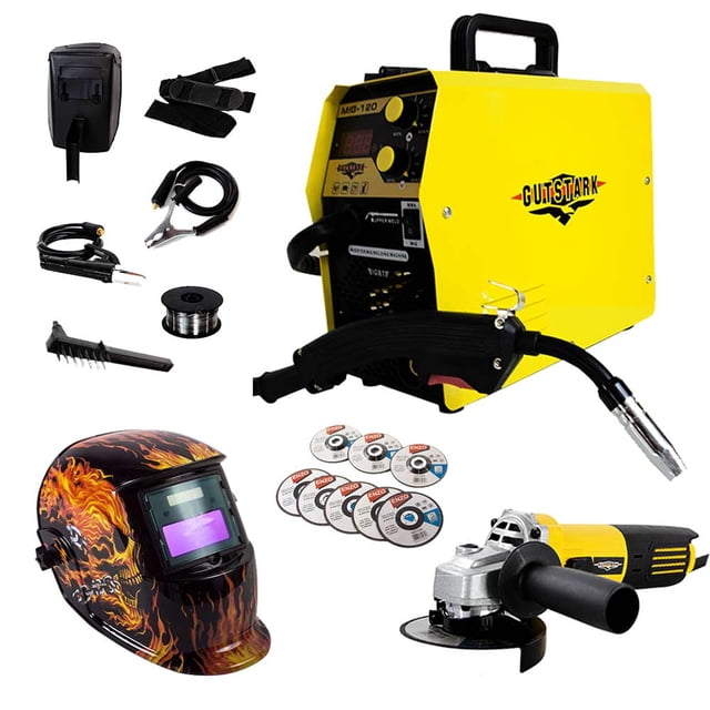 Kit Soldadora 120 GUTSTARK microalambre esmeriladora careta calavera