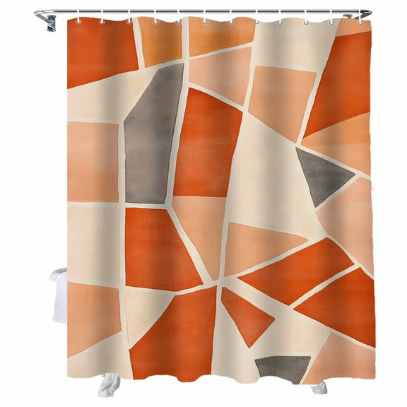 Shower Curtains Ombre Red Beige Geometric Bath Curtain Abstract Art Waterproof Bathroom Shower Curtain Set with Hooks Decoration 72 x 84 Inches