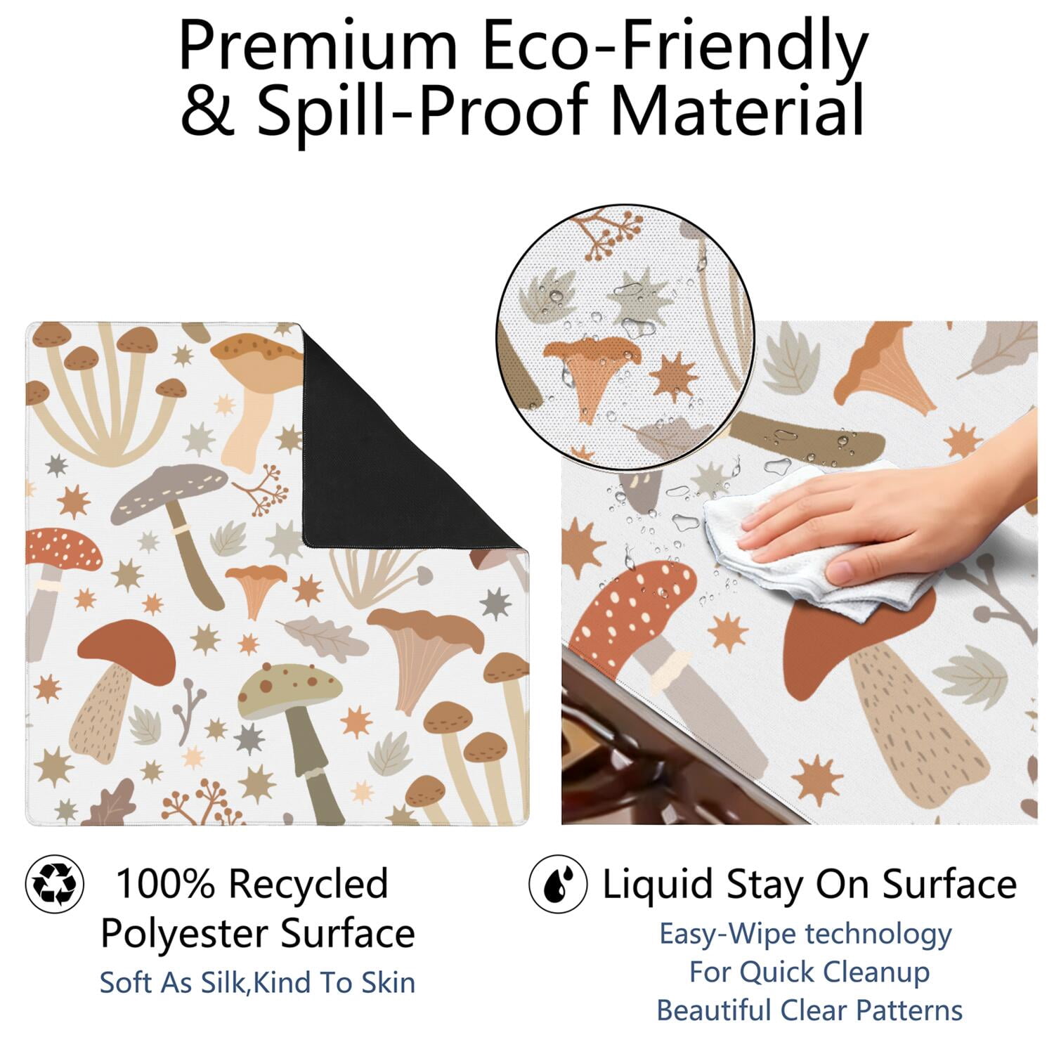 Square Plants Inspired Game Mat 31.5 Inches Crafted from High Quality Rubber Featuring Anti-Slip Backing Grip and Noise Reduction for Tiles Cards Games