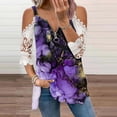 thumbnail image 2 of Elegante mujer casual cremallera cuello impresión blusa encaje manga corta camiseta verano Tops OAVQHLG3B Store  lin121212, 2 of 4