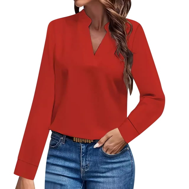 Liquidation de Chemises pour Femmes Chemises Mixtes pour Femmes Chemise Élégante à Col en V à Manches Longues pour Femme