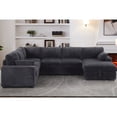 thumbnail image 3 of Oversized Upholstered Corduroy Sleeper Sectional Sofa With Storage Chaise, 3 of 8