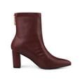 thumbnail image 3 of Unique Bargains Women's Pointy Toe Back Zip Block Heel Ankle Boots Burgundy (Size 9), 3 of 7