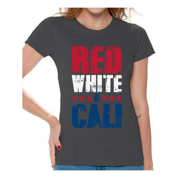 Awkward Styles Red White & Cali Shirt for Women California Tshirt 4th of July Shirts for Women USA Flag Shirt Gifts from California American Flag Shirt 4th of July Party USA Shirt American Women