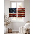 thumbnail image 4 of Retro American Flag Sheer Curtains 45 Inch Length 2 Panels Set, Semi Transparent Voile Rod Pocket Curtains for Living Dining Room Bedroom Drapes Blue Red USA Flag Vintage Wood, 4 of 6