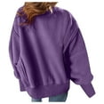 thumbnail image 6 of Ediodpoh Womens Casual Crew Neck Splicing Design Loose Hoodless Pullover Top Womens Sweatshirts Purple XXXL, 6 of 9