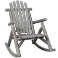 thumbnail image 2 of Tcbosik Outdoor Wood Rocking Chair, Accent Rocker for Balcony, Garden, Patio, Porch, 330 lbs Capacity, Light Gray, 2 of 11