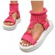 thumbnail image 3 of Bmisegm Ladies Casual Solid Colour Woolen Knitted Big Size Thick Bottom Flat Bottom Slipper Sandals Sandals Women Summer Hot Pink 7, 3 of 8