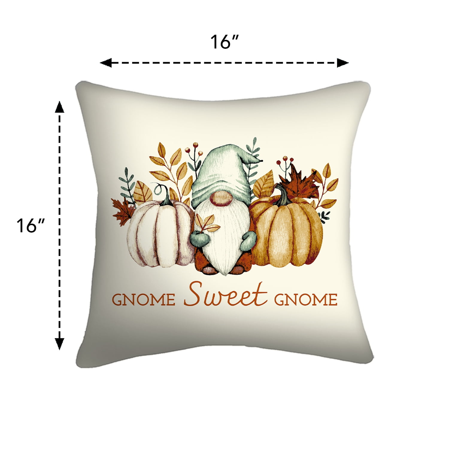 Mainstays 16" x 16" Reversible Floral Gnome Decorative Outdoor Throw Pillow, Multi, 1 Count