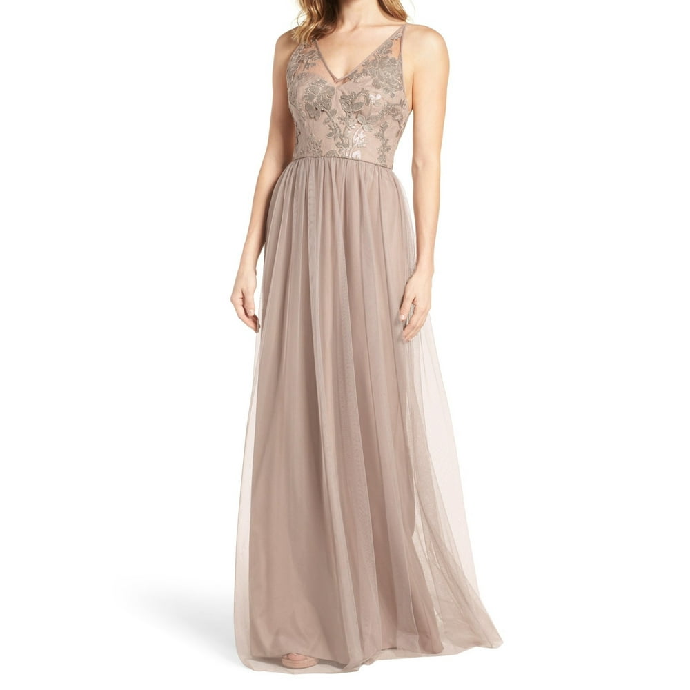Amsale - Womens Sequined V-Neck Tulle Gown Dress 12 - Walmart.com ...