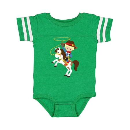 

Inktastic Little Cowboy Cowboy on White Horse Blond Hair Gift Baby Boy Bodysuit
