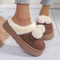 thumbnail image 3 of Cloud Slippers for Women 2025 Winter Warm Fuzzy Platform House Shoes Pompom Fleece Lined Plush Bedroom Slides Fashion Casual Cozy Indoor and Outdoor Slip on, 3 of 6