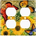 thumbnail image 3 of Metal Light Switch Plate Outlet Cover Sunflower Butterfly SUN003, 3 of 13
