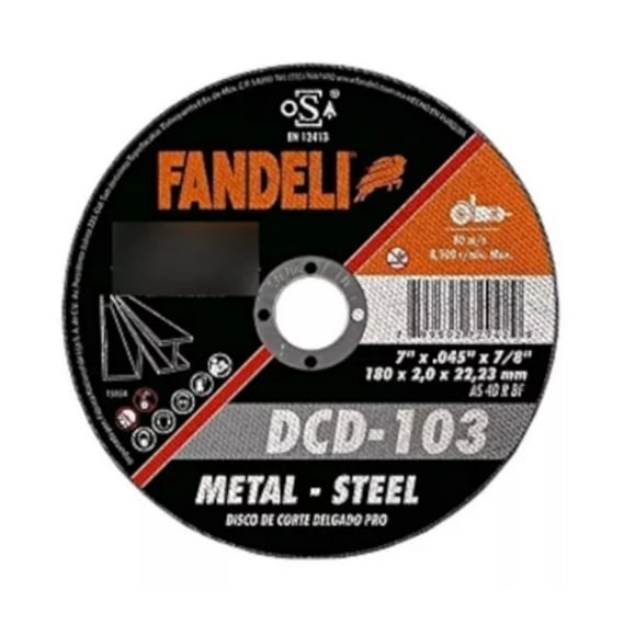 10pz Disco Corte Metal Fandeli 180 X 2 X 22.2 Delgado 72942 Ferreteria Herramienta Uso Rudo Delgado