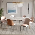 thumbnail image 2 of LeisureMod 7-Piece Dining Set 55” Rectangular Dining Table with Sintered Stone Top Gold Stainless Steel Base and 6 Upholstered Side Chairs with Powder-Coated Legs for Home, Kitchen Zayle Collection, 2 of 17