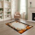 thumbnail image 2 of ODIKA 4'x6' Washable Area Rug Stain Resistant, Low Pile, Easy Care Halloween Door Striped Boho Pumpkin Motif Farmhouse Fall Border for Dorm Room, Small Living, 2 of 7