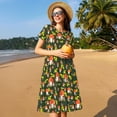 thumbnail image 4 of Rateoe Mushroom Leaf Pattern Women’s Short Sleeve Dress – Casual Elegant Summer A-Line Dress for Everyday Wear, 4 of 6