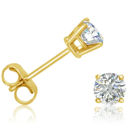 Amanda Rose 1/2ct tw Round Diamond Solitaire Stud Earrings in 14K Yellow Gold