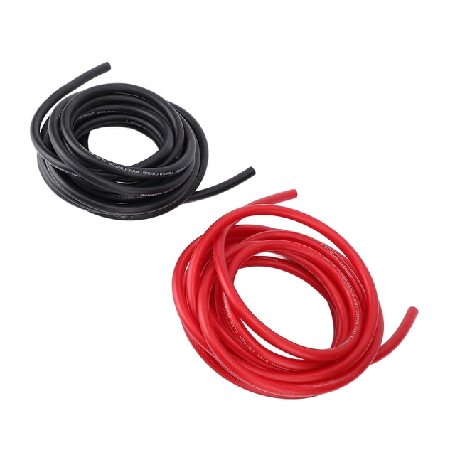 4AWG 20ft Power Supply Cord, Car Power Ground Wire Flexible Copper Aluminium with Heat Shrink Tube for RVs Trailers