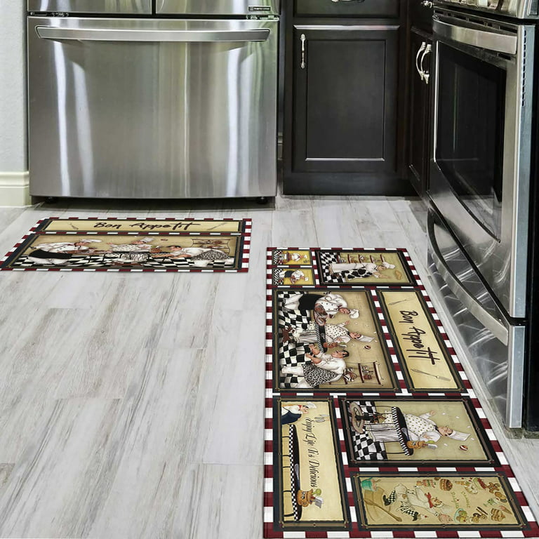 Chef Kitchen Rugs and Mats Non Skid Washable Absorbent Microfiber Kitchen  Mat for Floor Anti Fatigue Kitchen Mat Set of 2 Chef Kitchen Decor Stain  Resistant 17x47.2+17x30 