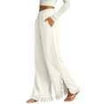 thumbnail image 4 of VBVC Women's Wide Leg Ruffle Hem Sweatpants , Drawstring Stretchy Trousers For Women , Ladies' Casual Lounge Pants with Pockets, S-2XL, 4 of 6