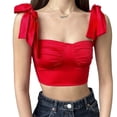 thumbnail image 2 of Top Corta Sin Mangas De Mujeres, Ajustable De Color Puro, Camiseta Sin Mangas Para Fiesta Para Niñas, 2 of 7