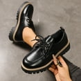 thumbnail image 4 of Womens Loafers Casual Round Toe Leather Lace up Platform Lug Sole Oxford Shoes Office Work Business Dressy Shoes Black Size 7.5, 4 of 6