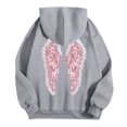 thumbnail image 5 of vigerkar Long Sleeve Wings Graphic Hoodie, Fashion Pullover Hooded Sweatshirt for Women (Light Gray, XXL), 5 of 5