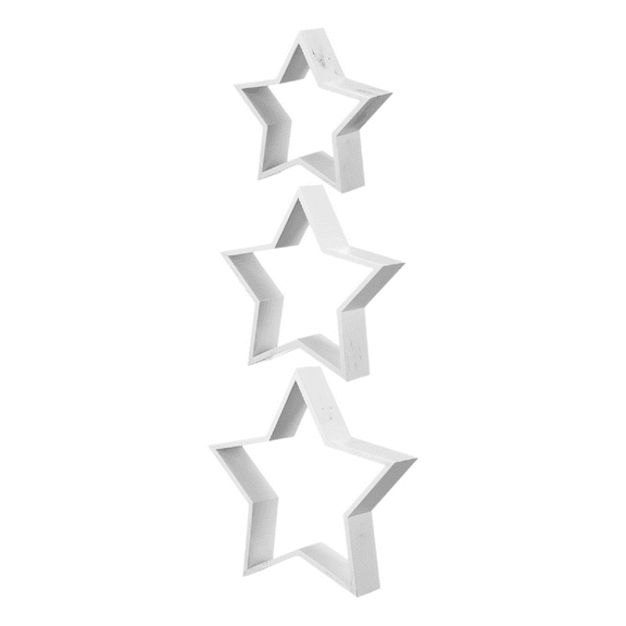3 PCS Wooden Star Christmas Tabletop Decor Christmas Farmhouse Centerpiece Star Sign Craft For Fireplace Mantle Shelf Xmas Table Rustic White Wood Star DIY Ornament For,11.7*9.75*2.34 in