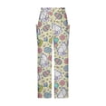 thumbnail image 4 of Leesechin Deals Womens Pants Easter Casual Printing Pockets Elastic Mid-Waist Comfortable Wide-Legged Loose Trousers on Clearance, 4 of 5