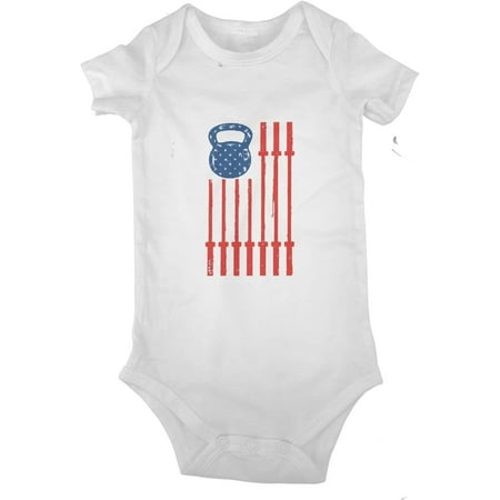 

Kettlebell Barbell USA Flag Baby Jersey Bodysuit Romper Jumpsuit Short Sleeve T-Shirt Playsuit