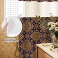 thumbnail image 3 of No Hook Shower Curtain, Dark Brown Shower Curtains for Bathroom with See Through Top Window, Vintage Abstract Flowers Pattern Waterproof & Washable Bath Curtain Long 72"x78", 3 of 9