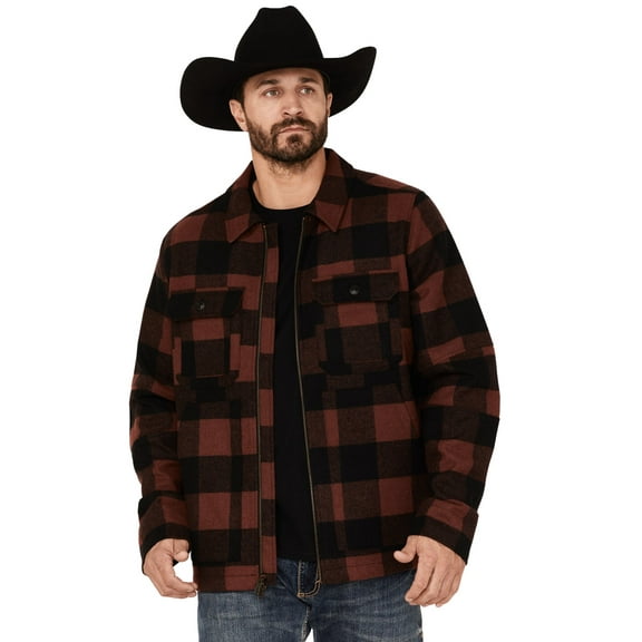 Brothers And Sons Men's Plaid Print Wool Western Jacket Red XX-
