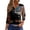 Black, variant on Women's 250th Anniversary USA Shirt Patriotic American Flag Print V-Neck Button 3/4 Sleeve T-Shirt