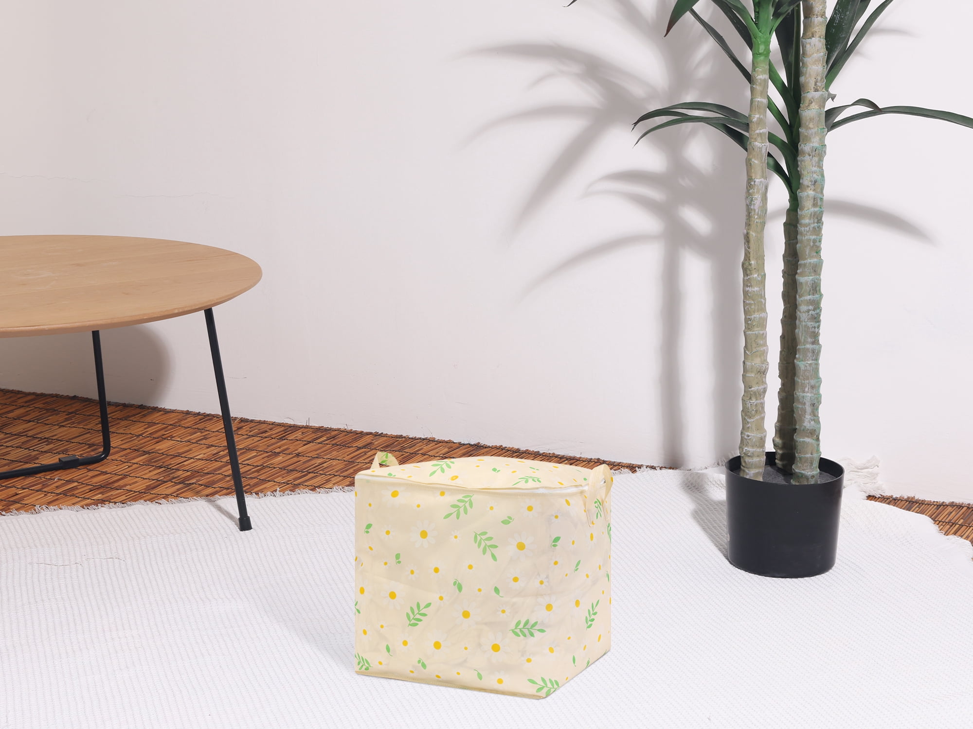 Unique Bargains 1 Pc Clothes Storage Foldable Storage Bags Beige 17*17*17in