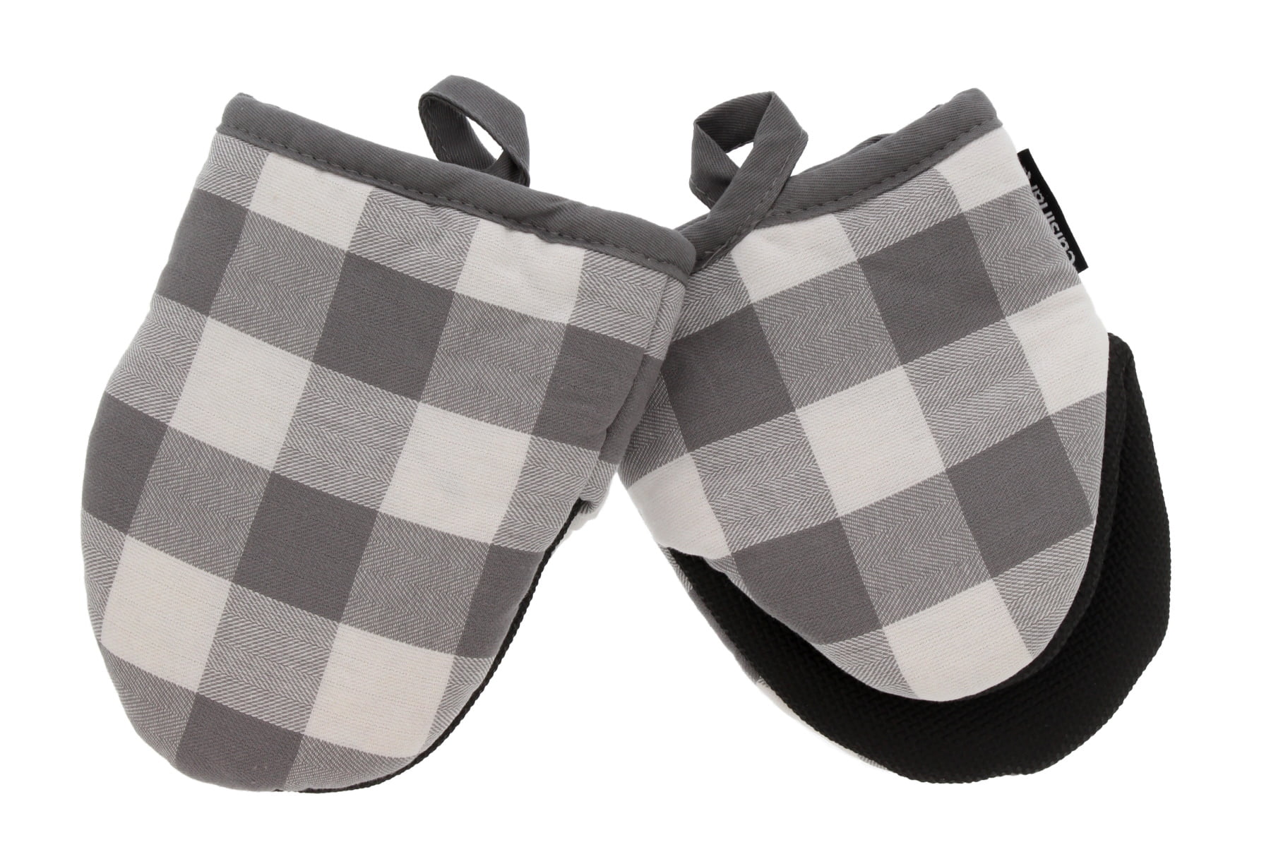 Cuisinart Neoprene Mini Oven Mitts 2pk-Heat Resistant Oven Gloves Protect Hands and Surfaces with Non-Slip Grip and Hanging Loop-Ideal Set for Handling Hot Cookware Grey Bakeware-Twill Stripe Titan