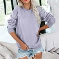 thumbnail image 3 of Royisotas Plain Womens Sweatshirts Tunic Long Sleeve Fall Pullover Casual Purple with Kangaroo Pocket Crewneck No Hood Tops, 3 of 4