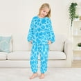 thumbnail image 5 of Fluffy Pajamas Set Fuzzy Winter Warm Pj Sets Pullover Tops and Long Pants Blue Water Texture Pattern Large, 5 of 8