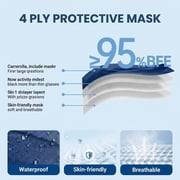 Disposable Face Mask For Adults - Pack Individually Wrapped 4 Ply Protection 5 colors