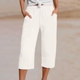 thumbnail image 2 of YMNXA Kids Girls Capri Pants With Pockets Solid Color Elastic Waist Straight Fit Breathable Comfortable Trousers For Daily Wear,White,S, 2 of 8