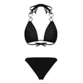 thumbnail image 4 of Babysbule Swimsuits for Women Fashion Women Split Swimsuit Show Waist Solid Color Love Bikini, 4 of 5