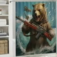 thumbnail image 6 of Shiartex  Funny Cool Humor Shower Curtain for Men Adults Ocean Summer Shark Bear Riding Surfing Animal Beach Blue Waves Boys Waterproof Polyester Fabric Bathroom Bathtub 69x72, 6 of 7