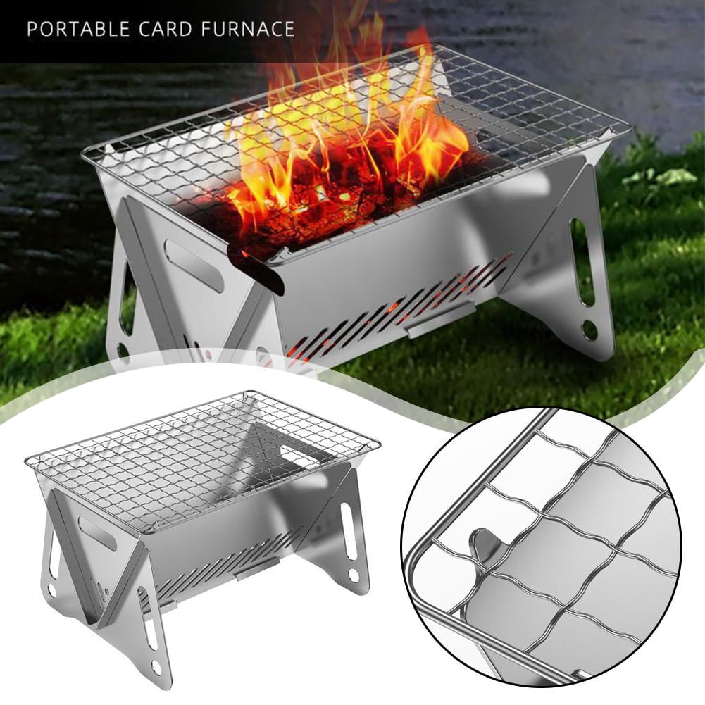 Stainless Steel Grill BBQ Charcoal Stove Outdoor Picnic Portable Folding Sxp R4O0