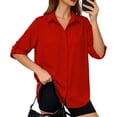 thumbnail image 6 of Bovxnpu Womens Long Sleeve Shirts Loose Sun Protection Cardigan Sleepwear, 6 of 9