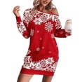 thumbnail image 3 of Gvmfive Women Party Long Sleeve Mini Dress Cold Shoulder Loose Christmas Dress, 3 of 5