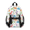 thumbnail image 3 of Dinosaur and Floral White Pattern Backpack for School, Cute School Bag with Adjustable Shoulder Straps and Padded Back, 15"x11.42"x5.5", 3 of 5