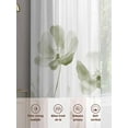 thumbnail image 6 of Sage Green Flowers Sheer Curtains 63 Inch Length 2 Panels Set for Living Room/Bedroom, Watercolor Retro White Floral Leaves Semi Curtain Sheers Drapes Rod Pocket Curtains Window Treatment 52''x63''x2, 6 of 7